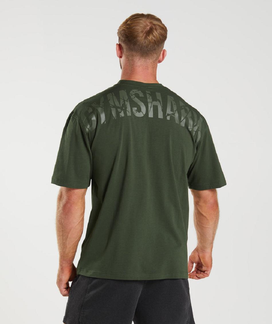 T Shirts Gymshark Power Hombre Verde Oliva | CO 3249NWY